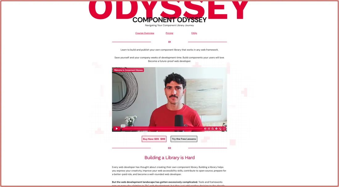 Homepage for Component Odyssey